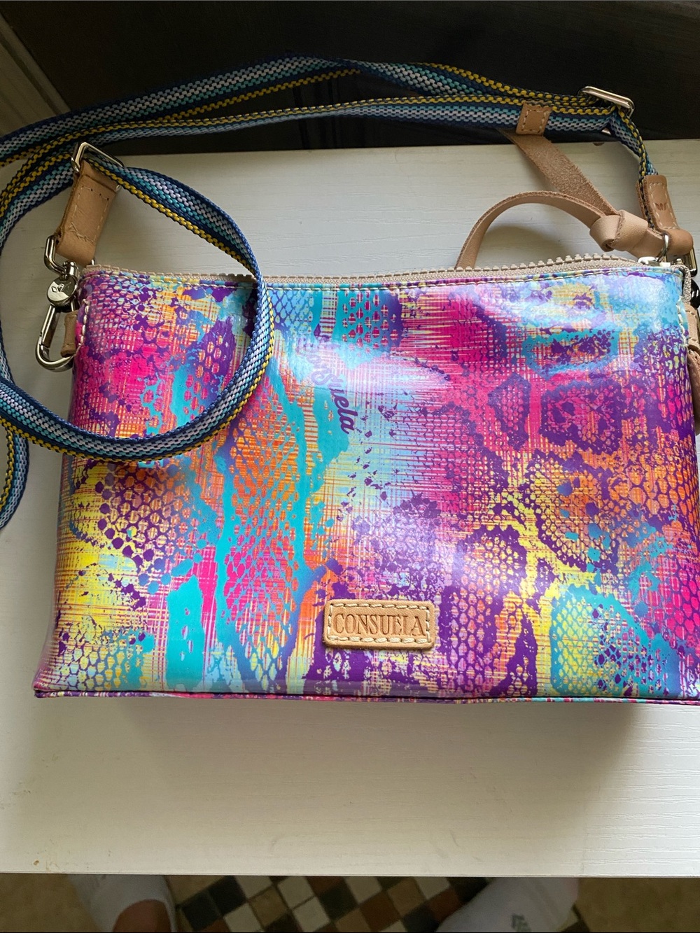Consuela Multicolor Crossbody Bag - Pink, Turquoise, Yellow, Purple - Picture 2 of 9